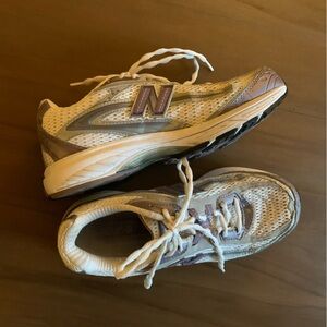 New Balance Cream and Purple Running Shoes